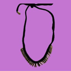 Madewell Necklace, black with gold vintage coins